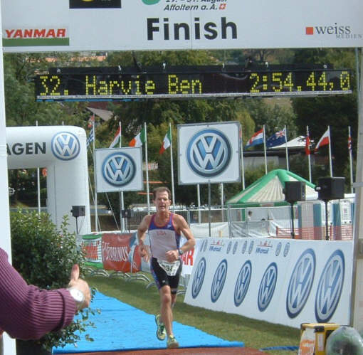 SHRC member, Ben Harvie, finishes 32nd in the World Championship Duathlon in Switzerland in August 2003.